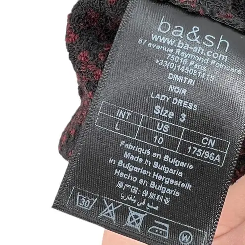 Ba&sh Dimitri Dress Mini Sweater Belted Jacquard Black Red Size 3 US 10