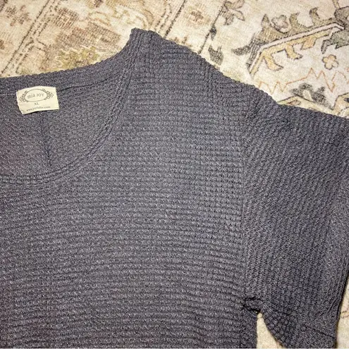 Joyfolie Mia Joy Slate Gray Short Sleeve Waffle Knit Sweater Top Size XL