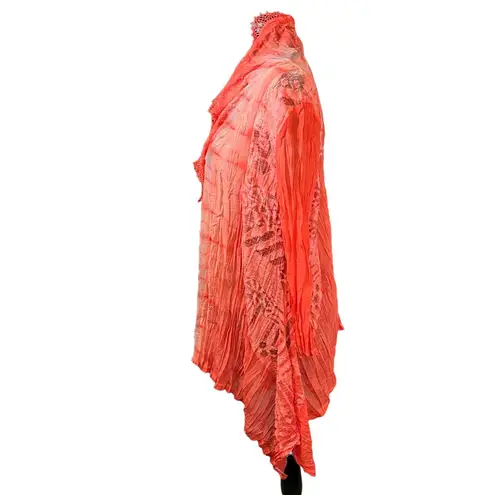 Anis. A Pink Orange Lace Eyelet Waterfall Kimono Cardigan Size Large