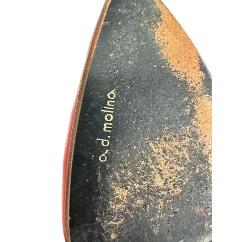 VTG Alberto D. Molina Italy Leather Sole Italy 71/2 B Red With Fold Detail Size 7.5