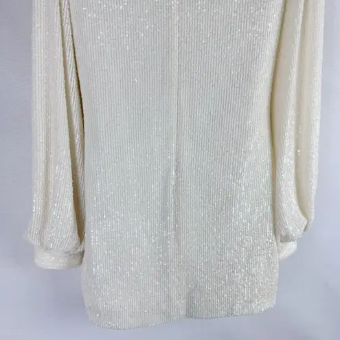 Alexis  Lunia Ivory Cream Sequined Shift Mini Mock Neck Long Sleeve Dress Size XS