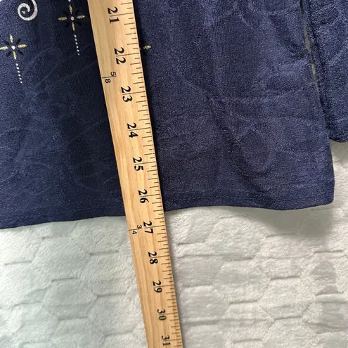 Victoria Embroidered Floral Top Blue XL/XXL Plus Size Retro Artsy Boho Classic