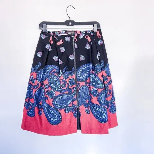 Topshop  New Women's 100% Cotton Printed Black A-line Skirt size 4