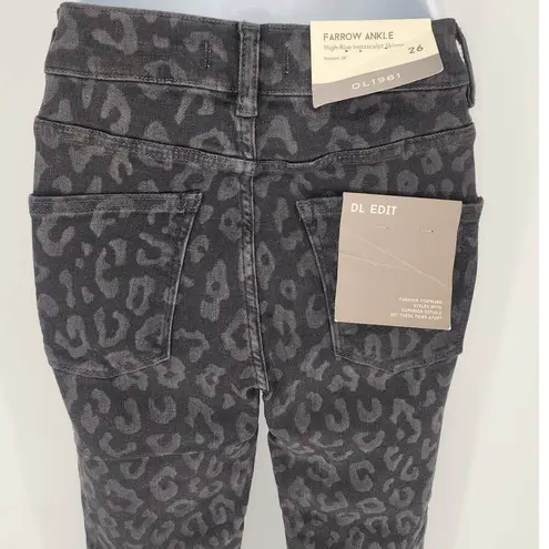 DL1961 Farrow Ankle Jeans Black Leopard Print Women's Sz 26