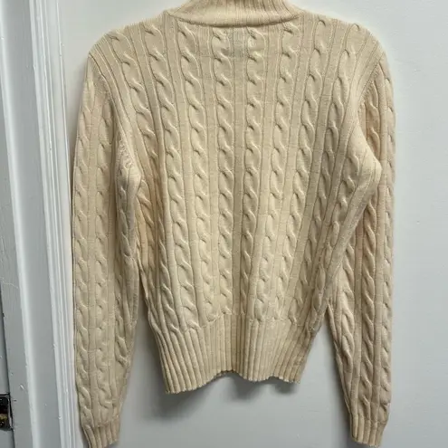 Jacqueline Ferrar Vintage Ivory Cable Knit Mock neck Sweater