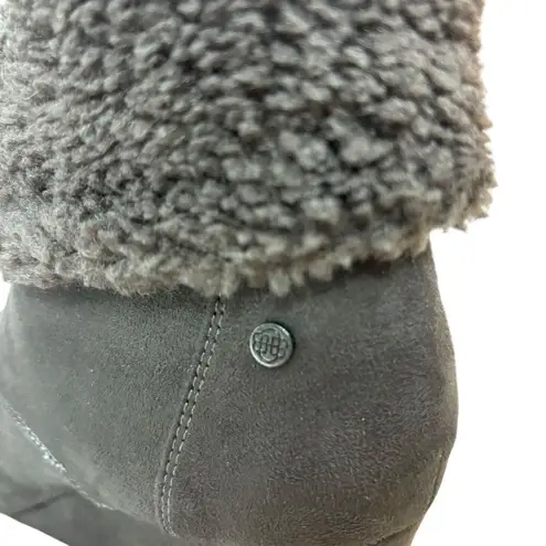 Dana Buchman Brown Lace Up Wedge Ankle Booties Fur Trim Faux Suede Helma Size 10