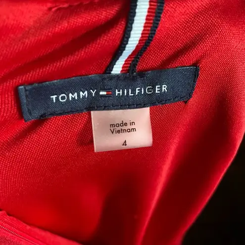 Tommy Hilfiger Red Scuba Crepe Keyhole Short Sleeve A-Line Knee Length Dress 4