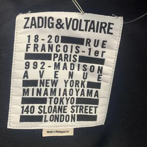 Zadig & Voltaire Kayak Mili Skull Military Jacket in Black Gold Size US XS