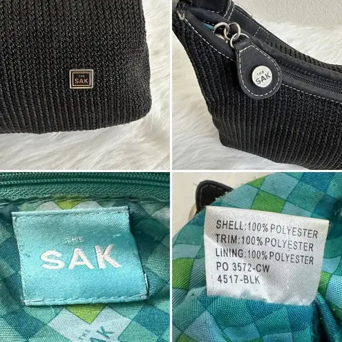 The Sak Woven Crochet Knit Black Shoulder Bag