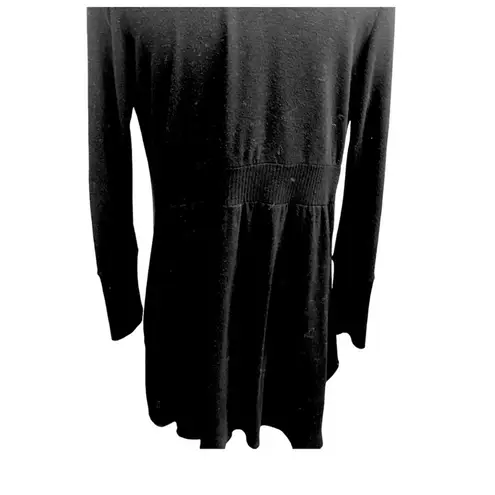 YA Los Angeles Cardigan Black Waterfall Ruffle Open Front L