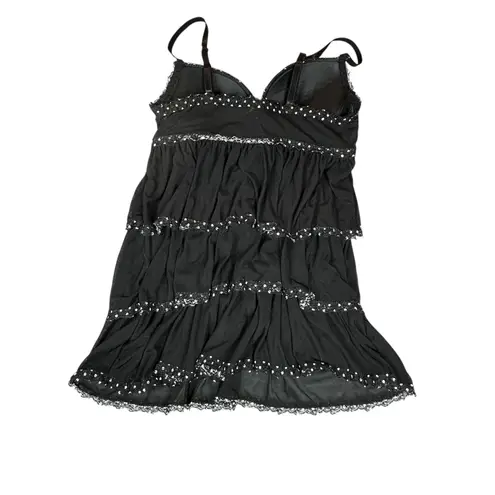 Unbranded Nightie Womens Medium Black Semi Sheer Ruffle Tier Layers V Neck