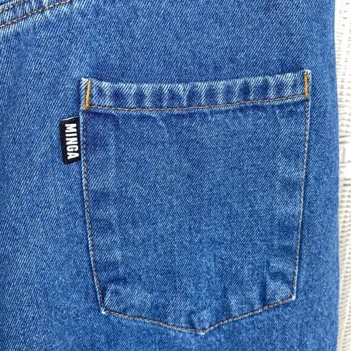 Minga London Butterfly Embroidered High Waist Straight Leg Jeans Y2K 32 US 8 Blue