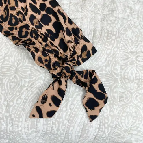 Dress the Population Dahlia Leopard Print Long Sleeve Shift Dress XS NWT