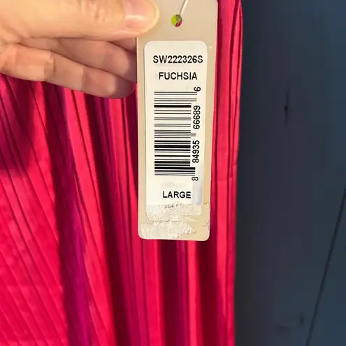 Sunny Leigh Vibrant Pink Wide Leg Pleated Drawstring/Elastic Waist Pants, Size L