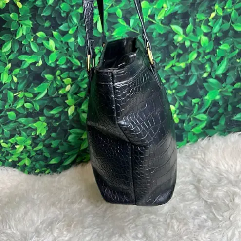 Bueno black faux leather snake style shoulder bag / purse