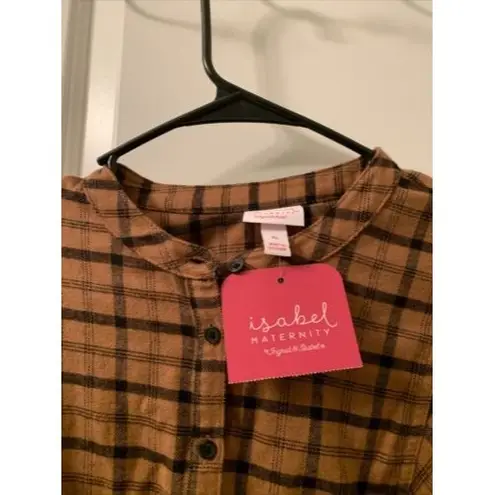 Isabel Maternity by Ingrid & Isabel Top Women's Size XL Brown Flannel Shirt