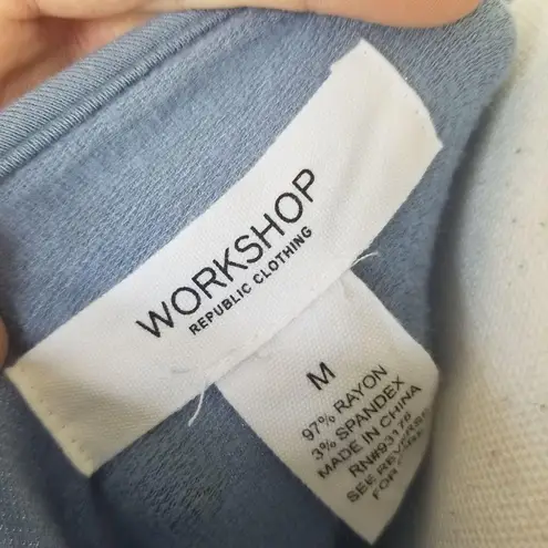 Workshop Republic Clothing Workshop / M / Dusty Blue Ruffle Sleeve Slouchy Bl