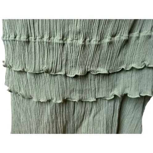 CITRON Santa Monica Sage Green Crinkle Sleeveless Midi Dress Size XL XLarge