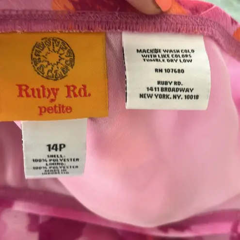 Bright colorful boho flowy skirt pink orange 90’s size 14 P elastic waist