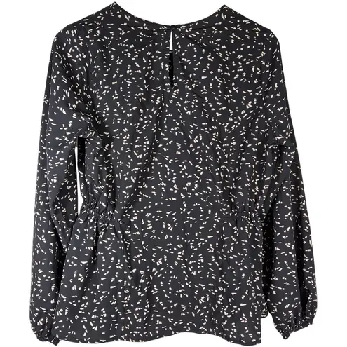 Kaileigh Long Sleeve Black & Tan Blouse M NWOT