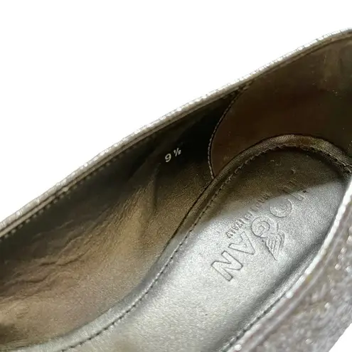 Hogan Silver Leather Wrap Metal Disc Ballet Flats