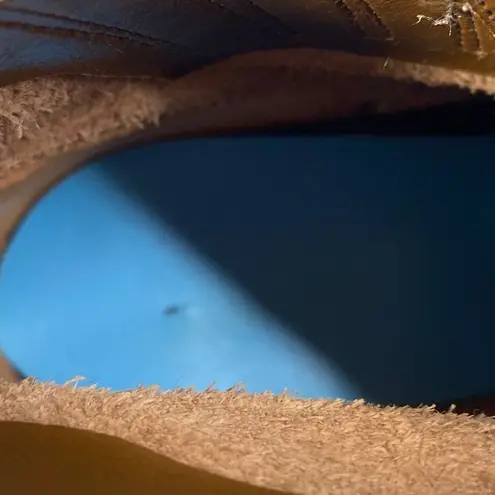 Etienne Aigner Brown Leather Ankle Boots Womens 7.5 Lace Up Combat Booties-flaw