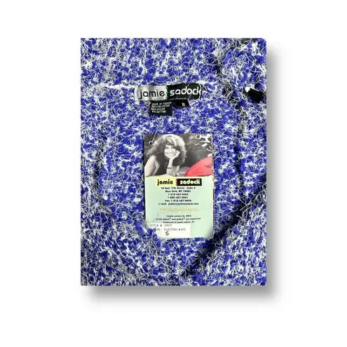 New Jamie Sadock Chunky Knit Cardigan Sweater Blue White Boucle Retro Y2K Small