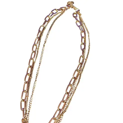 Paparazzi Layered Gold Chain Necklace with Crystal Heart Pendant Charm‎ Jewelry R -77