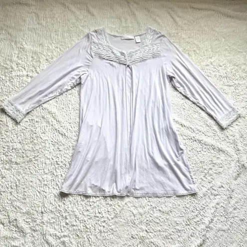 Eileen West Cotton Modal Open Front Robe L Lilac Lace Tradwife Cottage Rustic Purple Size L