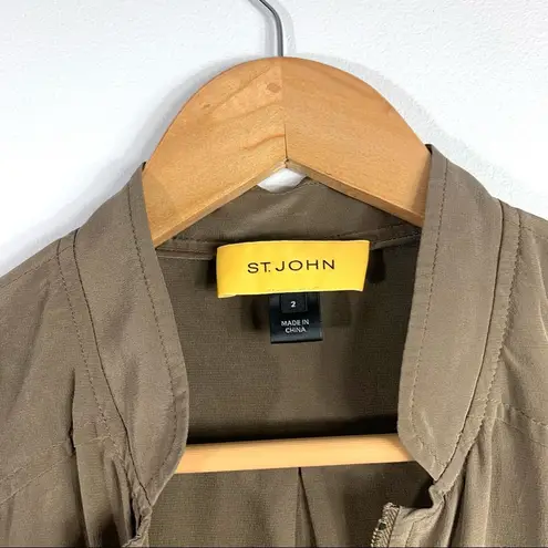 St. John Silk Long Sleeve Brown/Dark Taupe Top