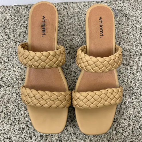 White Mountain Slide Wedge Slip On Sandals Size 11 Tan Braided