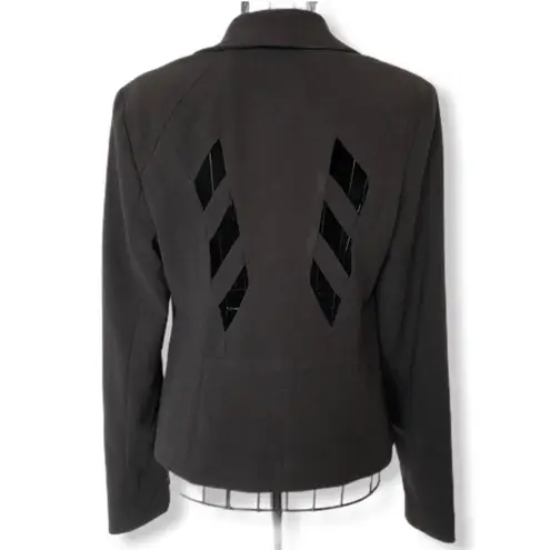 Carmen Marc Valvo Rayon Blend Cutout Blazer Black Size 6