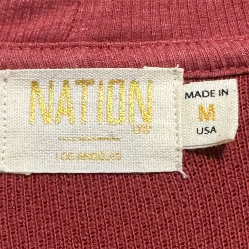 Nation Ltd Terry Cloth Cardigan Sweater M Cozy Lounge Jacket Coastal Grandma Red