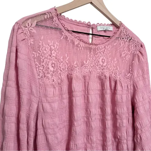Sweet Rain Women's pink lace boho peasant peplum blouse size 3x
