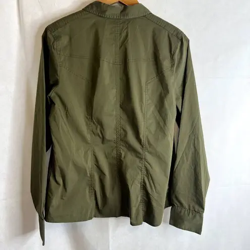 Worthington  Stretch Army Green Moto Snap Button Shirt Size Large‎