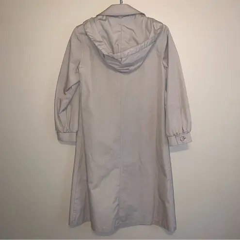 London Fog Trench Coat Petite Khaki Vintage Long Hooded Preppy