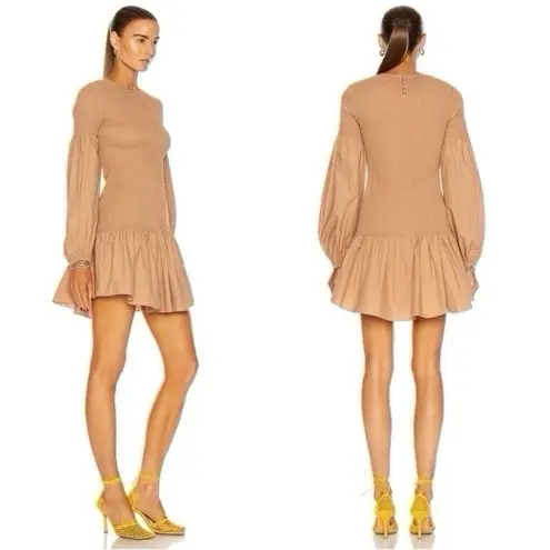ALC Frank A.L.C. Women’s Kora Smocked Puff Sleeve Mini Dress Desert Beige