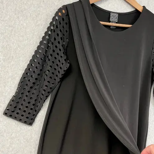 Clara Sun Woo Top Womens Small Cut Out Layered Minimal Gothic Grunge Witchy USA Black