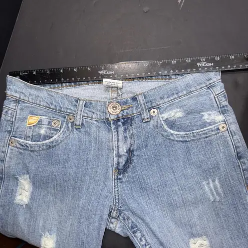 Z Cavaricci Distressed Y2K Boho Vintage 2000s Jean Pants Capris Size 5 Blue
