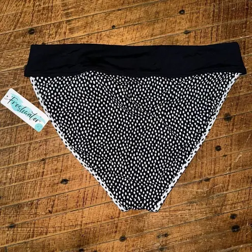 Freshwater black and white polka dot high waist swim bottoms Size XL