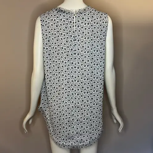 Who What Wear  Black and White Floral Sleeveless Semi Sheer Blouse Size Large
