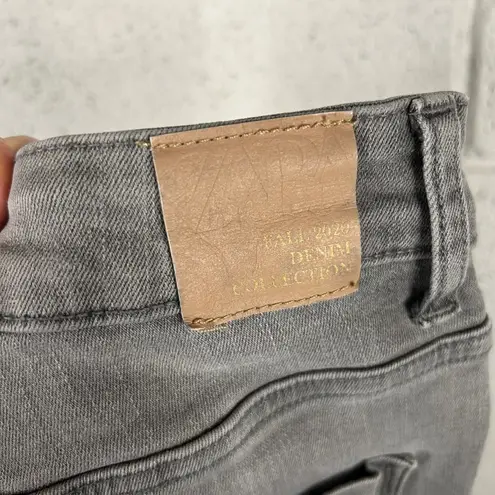 ZARA  Z1975 Fall 2020 Denim Collection Gray Wash High Rise Skinny Jeans Raw Hem 6