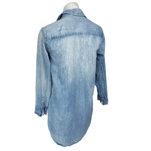 Gap  1969 Blue Chambray Button Down Long Sleeve Denim Jeans Mini Shirt Dress XS - Image 2