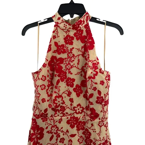 Devlin High Neck Red Floral Dress Size 6 New