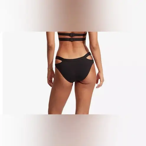 Seafolly Ladies Active Split Band Hipster Bikini Bottom Black Size 4 US