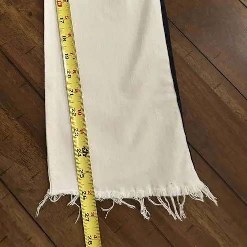 Mother White The Insider Track Stripe Crop Flare Jeans Whipping The Racer Sz 28