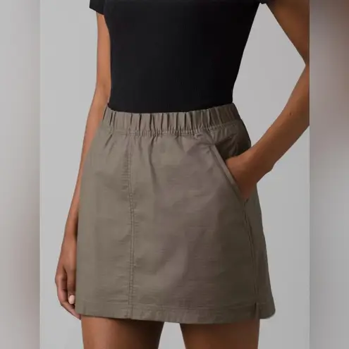 prAna Double Peak Skort Skirt Size 14 Color Mud Khaki Gorpcore Hiking Cotton NWT