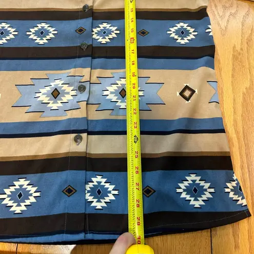 Vintage Capacity Women's Southwestern Aztec Western Rancher Button Up Shirt M Blue Size M