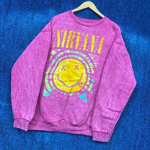 Nirvana Nevermind Grunge Band Mineral Wash Crewneck Sweater Size Extra Large