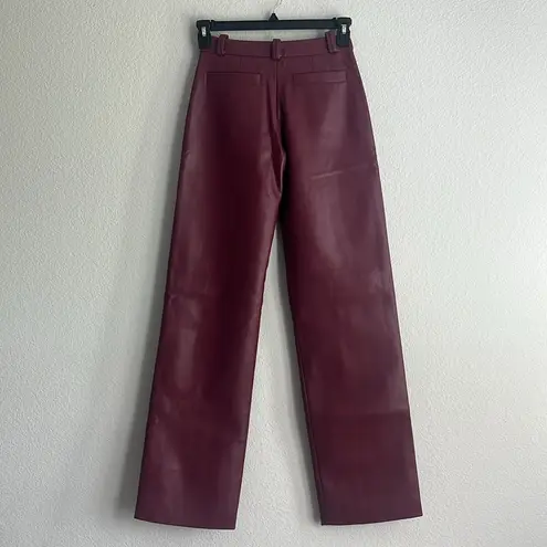 Aleksandre Akhalkatsishvili Faux Leather Pants in Burgundy, NWT, Size XS Red